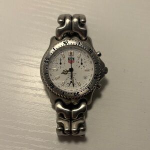 Tag Heuer SEL Chronograph Stainless Silver Watch with White Dial